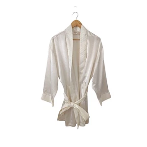 Vintage Gold Label Victoria's Secret VS Satin Morgenmantel Kimono Blumenbesatz Einheitsgröße - Bild 1 von 6