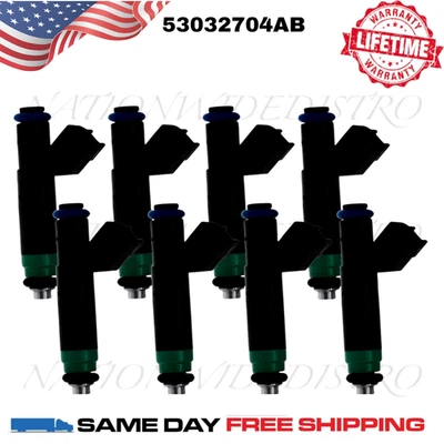 8x Inyectores de combustible Siemens OEM para Chrysler Aspen 2007 4,7 L V8 53032704AB Foto 1 de 4