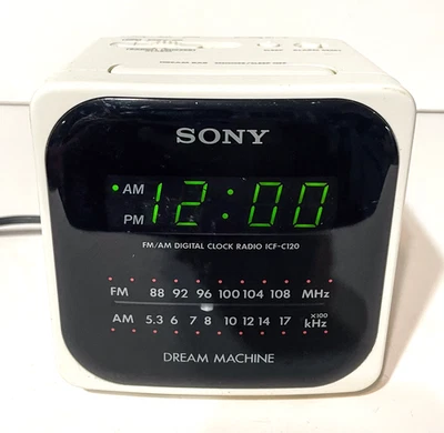 Vintage SONY Dream Machine White Cube AM FM Digital Alarm CLOCK RADIO ICF C120 - Image 1 of 4