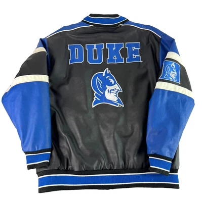 Proedge Mens Varsity Bomber Jacket Duke University Blue Devils Faux Leather XL - Image 1 of 4