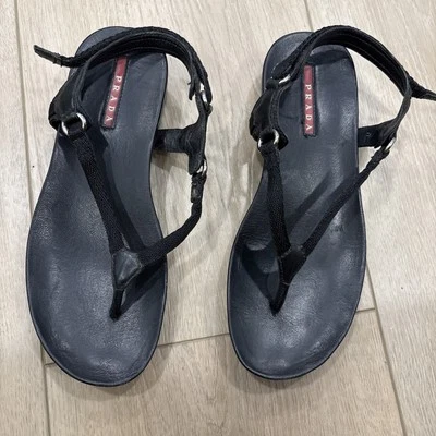 Prada Woman Leather Upper Thong Sandals Shoes Size 36 EU Flip Flops Sling back - Image 1 of 4