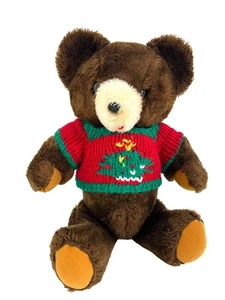 R. Dakin 1973 Vintage Teddybär Weihnachtspullover braun 16,5 Zoll bewegliche Kopfglieder - Bild 1 von 13