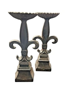 Candelabro de hierro fundido Fluer de Lis 10,5" candelabro negro pesado - Imagen 1 de 10