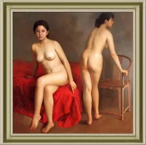 Dipinto olio originale fatto a mano arte donna ragazza su tela 30"x30" - Foto 1 di 2