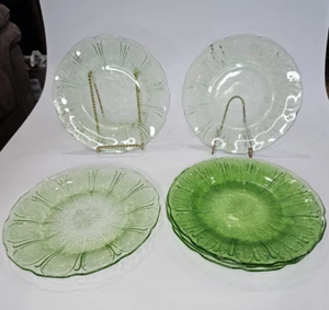 Cherry Blossom Green Depression Glass Dinner Plate 9 1/8" 6 Plates - Picture 1 of 10