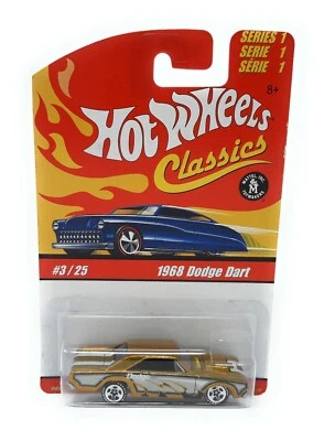 Hot Wheels Classics Serie 1 #3 Dodge Dart 1968 oro giallo blister internazionale - Immagine 1 di 2
