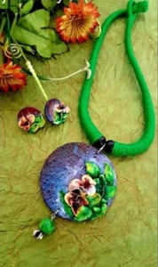 Bollywood Style Polymer Clay Flower Layered Necklace Jewelry For Women & Girls - Picture 1 of 1