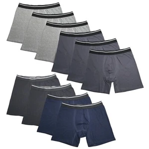 10PK Assorted Mens Cotton Boxer Briefs Comfort Flexible Soft Waistband Underwear - Picture 1 of 10