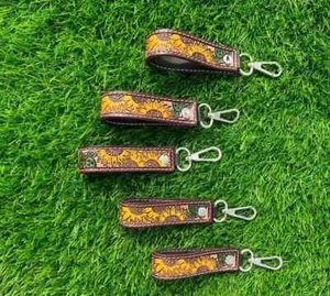 sunflower leather keyring - Picture 1 of 5