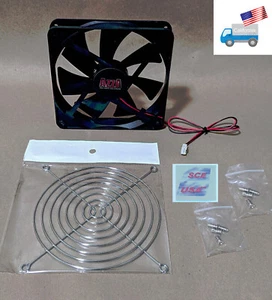 NEW AZZA 140mm Black 3-pin Gaming PC Case Cooling Fan + Silver Guard, 8-Screws - Picture 1 of 12