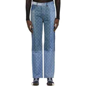 Marine Serre Denim Mooned Regenerated Jeans Size L Mens Blue Crescent NWT - Picture 1 of 17