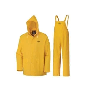 4XL Pioneer 3-Pc Yellow Industrial Rain Suit Men Waterproof Jacket, Hood & Pants - Picture 1 of 4