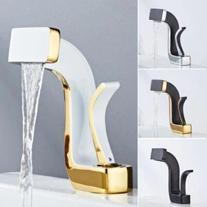 Tuqiu Badarmatur Messing gold weiß Bad Waschtischarmatur Kalt- und Warmwasser - Bild 1 von 28