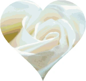 White Heart Rose Valentine's Day Flower Counted Cross Stitch Pattern Pixel Art - Picture 1 of 6