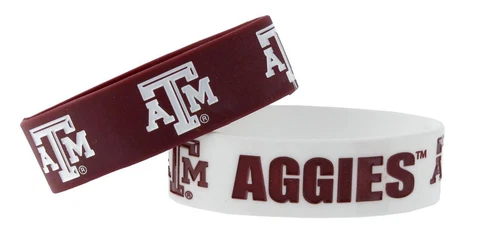Texas A&M Aggies Silicone Bracelets 2 Pack Wide [NEW] NCAA Jewelry Bracelet Cover