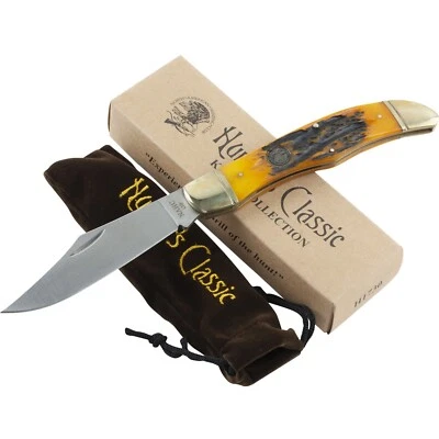 NAHC North American Hunting Club Orange Jigged Bone Folding Hunter Pocket Knife - Image 1 of 2