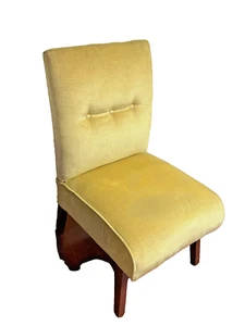 Vintage Tufted Slipper Chair in Mustard Yellow Fabric Accent Chair HW G9 G413 - Picture 1 of 15