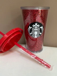 NEU Starbucks Red Glitter Stars Tumbler Cold Cup Grande 16 oz Limited Edition - Bild 1 von 3