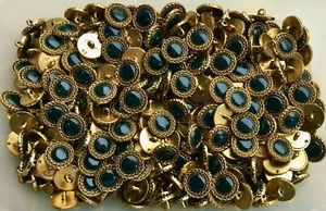 Buttons 18mm 28L VERY Dark Navy Blue Aged Gold Shank Dress Jacket Button Z207 - Picture 1 of 24