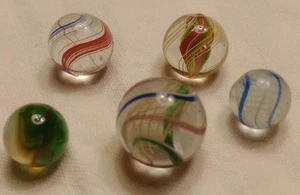 Vintage Old Antique Beautiful German Swirl Marble Lot 5 pcs - Picture 1 of 24