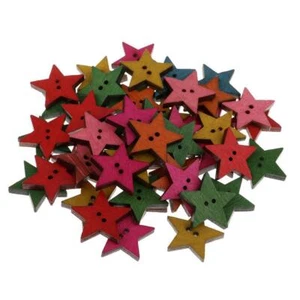 50 Pieces Painting Colored 25x25mm Five Pointed Star Buttons - Picture 1 of 6