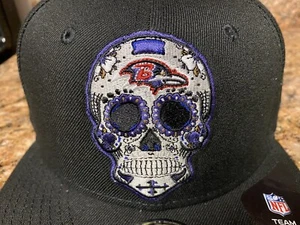 Baltimore Ravens Dia Los Muertos Sugar Skull Baseball New Era Hat Fitted Cap - Picture 1 of 5