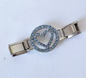 Italian Charms 9-mm-Edelstahl-Modul Big-Modul Herz mit hellblauen Strasssteinen - Bild 1 von 1
