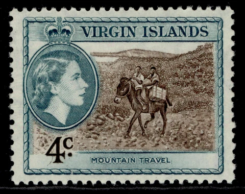BRITISH VIRGIN ISLANDS 1956-62 SG153 QEII 4c. MOUNTAIN TRAVEL  -  MNH Cover