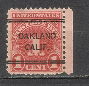 USA one 1 cent double line precancel stamp MH Scott J80 Oakland Calif California - Picture 1 of 2