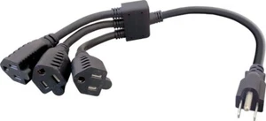 Premium AC Power Outlet Splitter Cord With 3 AC Outlets 18" Long For PDU UPS - Picture 1 of 5