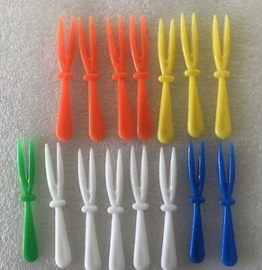 15 forchette cocktail MCM vintage plastica arancio verde blu giallo tartine olive - Foto 1 di 5
