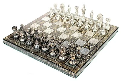 14" Brass Chess Board Set Hand Made carved with Storage Box, Chess Gift - Image 1 of 4
