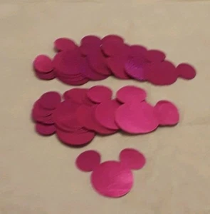 Disney Mickey Mouse Head Valentine Confetti Large Bright Pink Metalic 52 pcs - Picture 1 of 3