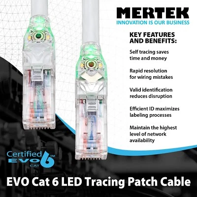 MERTEK EVO6 Traceable Cat6 Ethernet Patch Cord (10 Pack) 25FT. - Image 1 of 4