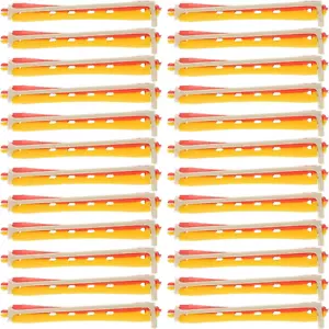 24 Pcs Hair Perm Rods Cold Wave Rod Roller Hollow Roll with Rubber Band - Picture 1 of 12