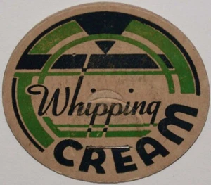 Vintage milk bottle cap WHIPPING CREAM generic #7 unused new old stock condition - Picture 1 of 2