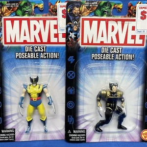 X-Men Wolverine Die Cast Figure PAIR Poseable 2.5in NEW Sealed 2002 Toy Biz Vtg - Picture 1 of 10