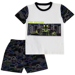Enfants Unisexe Noir Imprimer Pyjamas Enfants PJS Vêtements Nuit Loungewear 2-13 - Picture 1 of 11