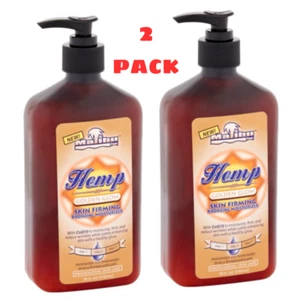 2PACK-Bottles Malibu Tan Hemp Skin Firming Bronzing Body Moisturizer Golden Glow
