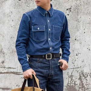 Camisa Top Red Tornado Para Hombre 12OZ Vintage Punto Rayas Descarga Pesada Ropa de Trabajo - Imagen 1 de 13