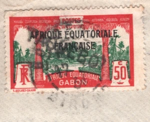 GABON AEF Overprint 50c Cover *PAQUEBOT* CANCEL 1930s France Cols Bordeaux XW52 - Picture 1 of 12