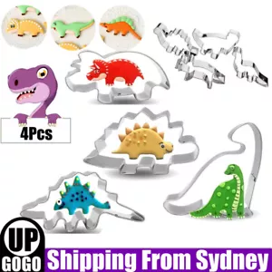 4Pcs Stainless Steel Dinosaur Biscuit Cookie Pastry Mold Cutter Cake Mould AU - Picture 1 of 12
