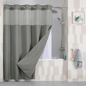 Extra Long Waffle Weave Shower Curtains, 256GSM Heavy Duty Shower Curtain with S - Picture 1 of 12