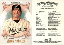 Ivan Rodriguez 2021 Topps Allen & Ginter Baseball Card 183  Florida Marlins