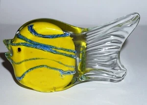 Art Glass Yellow Tropical Fish Paperweight Excellent ! - Picture 1 of 6