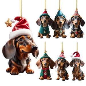Festive Dog Christmas Tree Ornament Funny Dachshund Dogs Decoration for Holiday - Picture 1 of 8