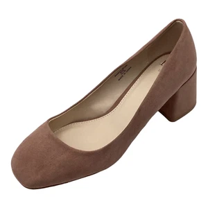 Faith Womens Dusky Pink Faux Suede Mid Heel Wide Fit Court Shoes Size UK 5 New - Picture 1 of 8