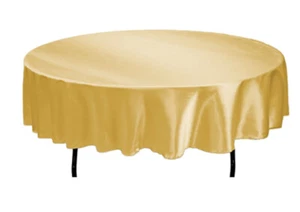 Tektrum 90 inch Round Silky Satin Tablecloth - Wedding Party Banquet (Gold) - Picture 1 of 4
