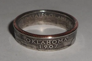 "Anillo de monedas o colgante ""sellado"" OKLAHOMA ESTADO CUARTO hecho a mano 4-14" - Imagen 1 de 3
