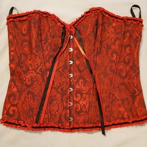 Korsett Bustier Gr. 5x rot schwarz Renaissance Steam Punk Cosplay Burlesque sexy - Bild 1 von 13